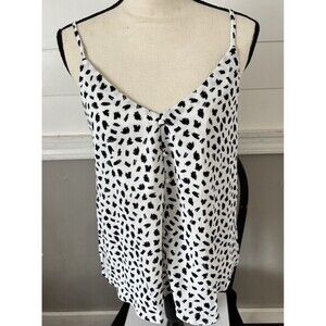 Anthropologie MINE Camisole Top Womens L Black White Polka Spaghetti Straps